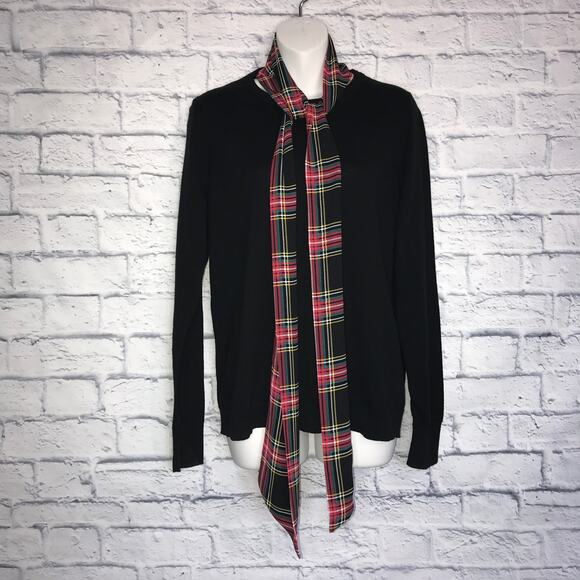 Black J. Crew Top w Scarf - Picture 1 of 9
